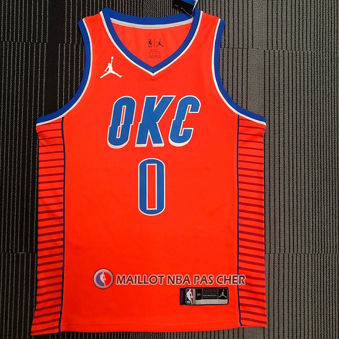 Maillot Oklahoma City Thunder Russell Westbrook NO 0 Statement 2021 Orange